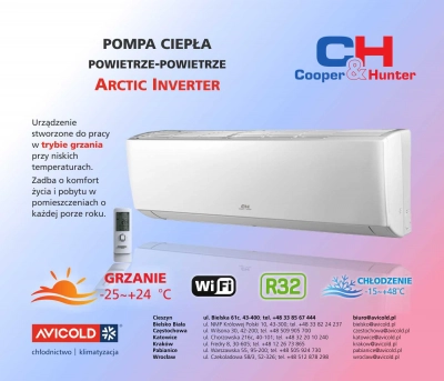 Pompa ciepła powietrze-powietrze Cooper&Hunter seria ARCTIC INVERTER R32