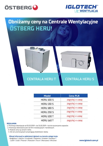 Obniżamy ceny na Centrale Wentylacyjne Ostberg Heru! | październik 2019 | Iglotech