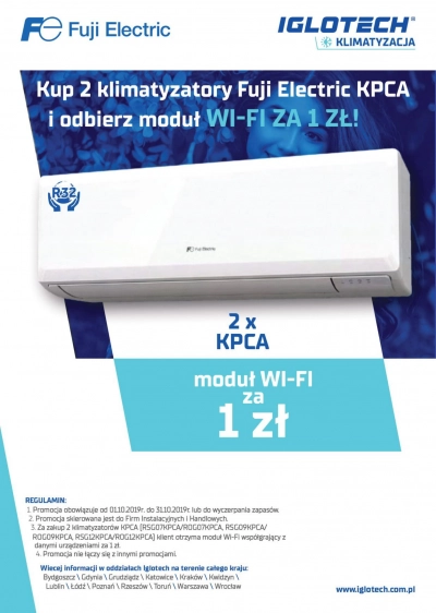 Kup 2 klimatyzatory Fuji Electric KPCA i odbierz moduł WI-FI za 1 zł! | październik 2019 | Iglotech