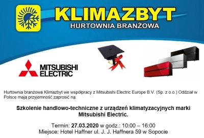 Zaproszenie na szkolenie handlowo-techniczne z urządzeń Mitsubishi Electric | Klimazbyt