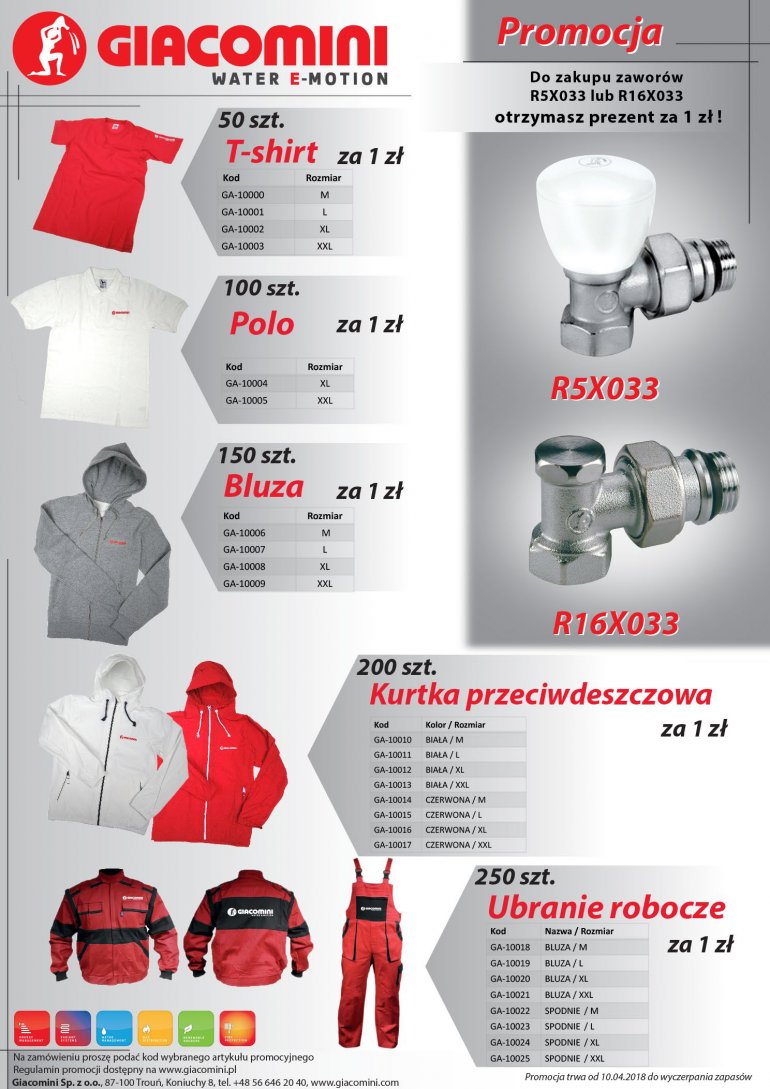 Zawory grzejnikowe Giacomini R5TG i R16G promocja.