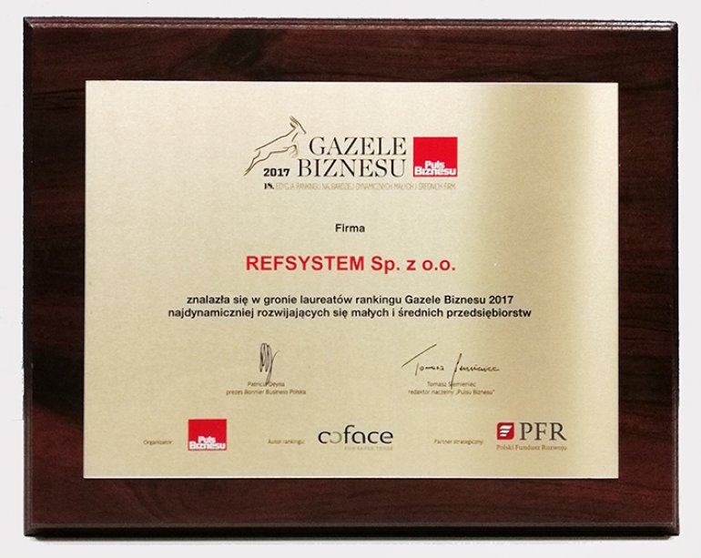 Gazela Biznesu 2017 dla Refsystem