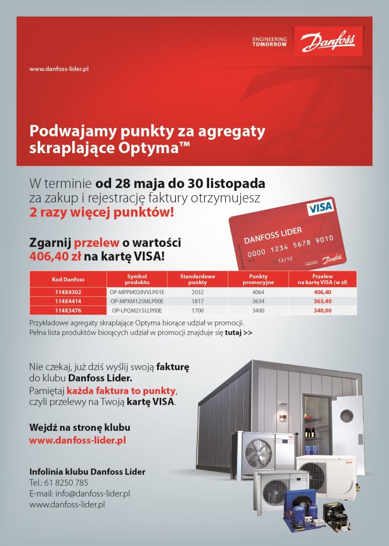 Podwójne punkty za Agregaty skraplające Optyma! w programie Danfoss Lider