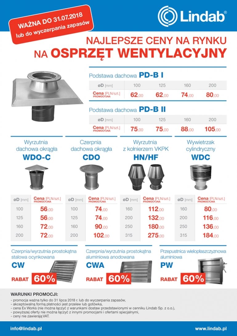 Najlepsze ceny na osprzęt wentylacyjny | Lindab