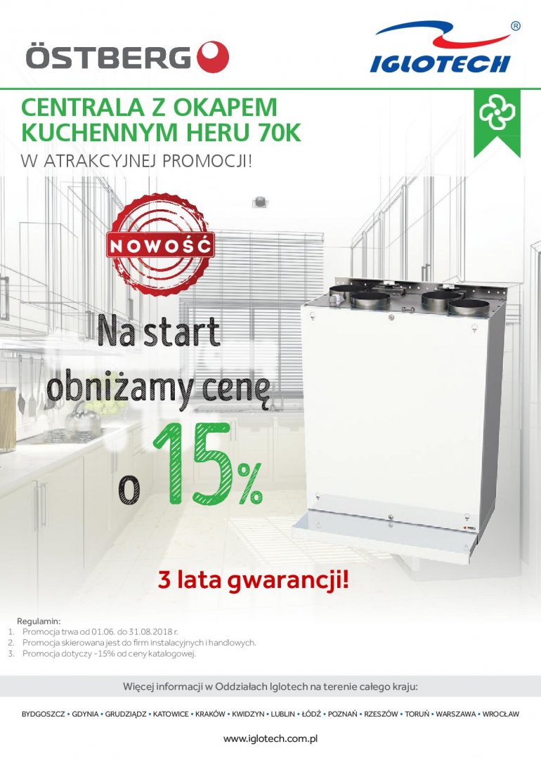 Centrala Östberg z okapem w super cenie! Promocja Iglotech