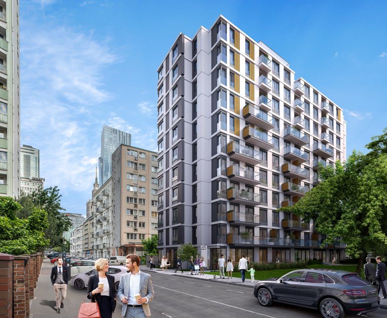 Rośnie apartamentowiec Sienna 65 z widokiem na warszawski skyline
