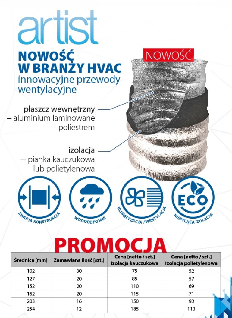 Artist - Innowacyjne przewody wentylacyjne w promocyjnych cenach! | Prowent