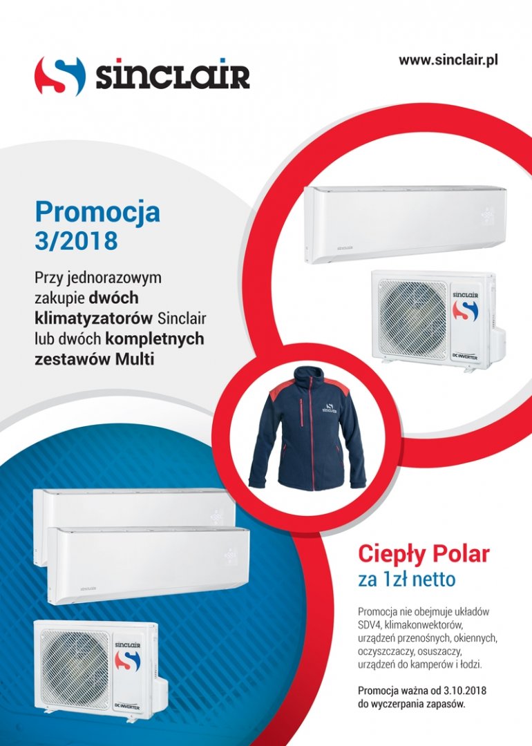 Kup 2 klimatyzatory Sinclair i zgarnij ciepły polar za 1 zł