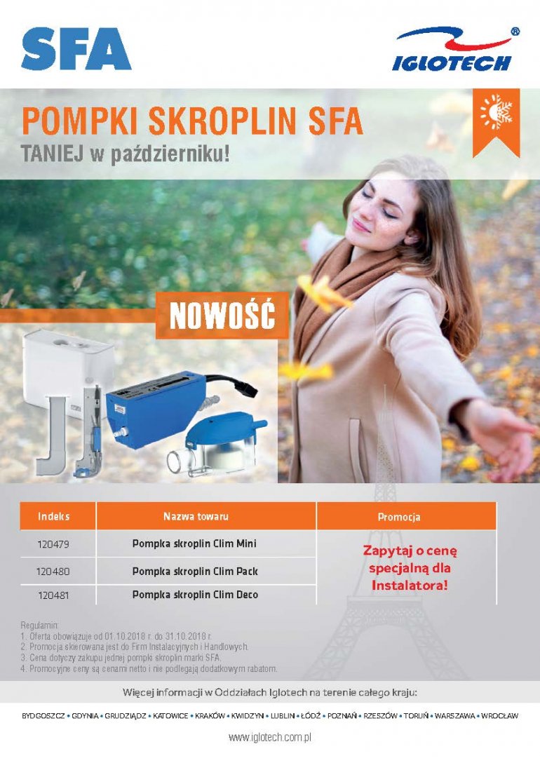 Nowe pompki skroplin SFA! Taniej tylko w październiku