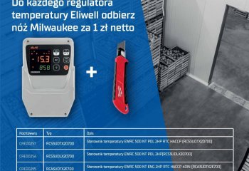 Do każdego regulatora temperatury Eliwell odbierz nóż Milwaukee za 1 zł netto