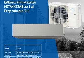 Odbierz klimatyzator KETA/KETAB za 1 zł Przy zakupie 3+1