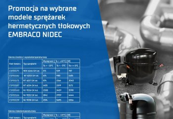 Promocja na wybrane modele sprężarek hermetycznych tłokowych EMBRACO NIDEC