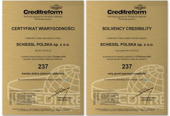Schiessl z Certyfikatem Wiarygodności Creditreform