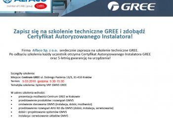 Bezpłatne szkoelnie z zakresu montażu systemów GREE GMV | Alfaco