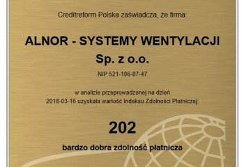 Alnor z certyfikatem wiarygodności