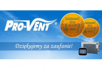Konsumencki Lider Jakości 2018 w kategorii rekuperatory dla Pro-Vent