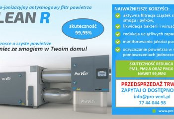 Elektro-jonizacyjny antysmogowy filtr powietrza Clean R jest już dostępny w przedsprzedaży w Pro-Vent