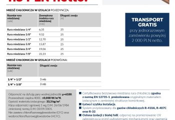 Miedź chłodnicza - niższe ceny - promocja WIENKRA