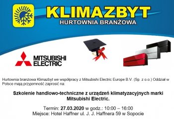 Zaproszenie na szkolenie handlowo-techniczne z urządzeń Mitsubishi Electric | Klimazbyt
