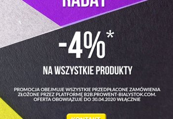 Dodatkowe 4% rabatu na wszystkie produkty!
