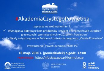 Zaproszenie na webinarium nr 2 - Akademia Czystego Powietrza
