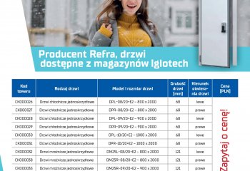 Promocja na zawiasowe drzwi chłodnicze model DP i mroźnicze model DM25