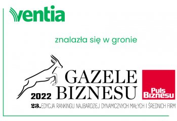 VENTIA Sp. z o.o. wyróżniona przez magazyn Puls Biznesu nagrodą Gazela Biznesu 2022