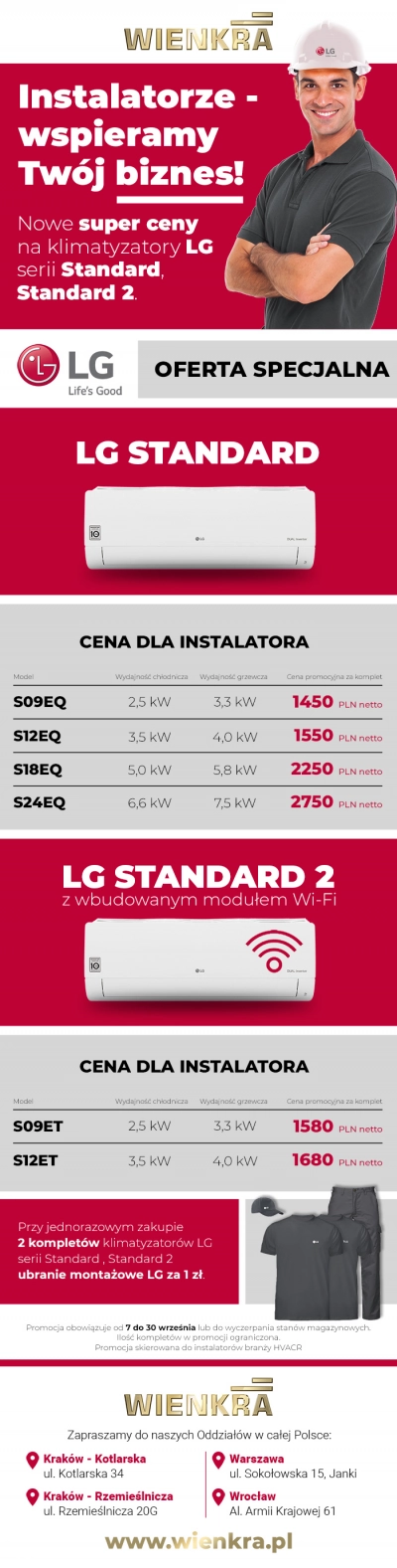 Klimatyzatory LG Standard i Standard 2 w nowych super cenach