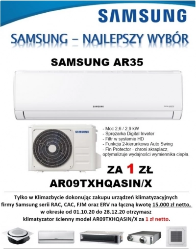 Klimatyzator Samsung AR09TXHQASIN/X za 1zł