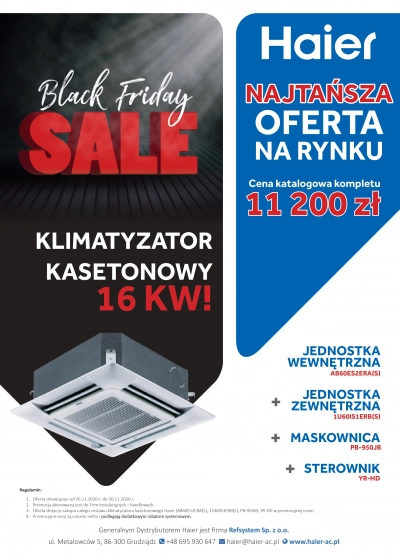 Black Friday SALE: Klimatyzator kasetonowy 16KW - najtańsza oferta na rynku