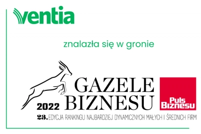 VENTIA Sp. z o.o. wyróżniona przez magazyn Puls Biznesu nagrodą Gazela Biznesu 2022