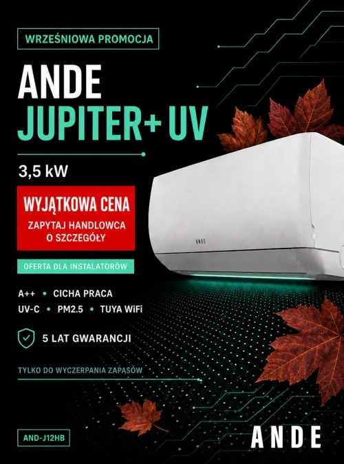 Tylko teraz ANDE JUPITER+ UV 3,5 kW w wyjątkowej cenie