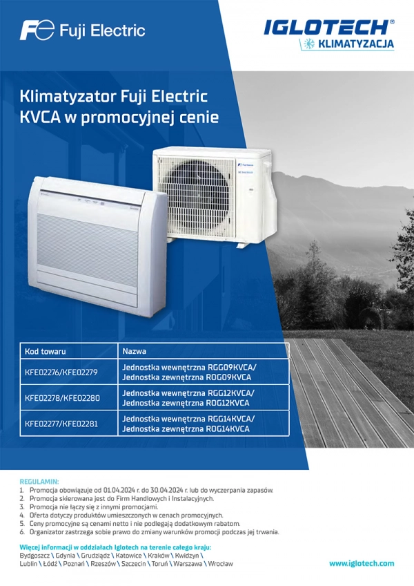 Klimatyzator Fuji Electric KVCA w promocyjnej cenie | kwiecień 2024