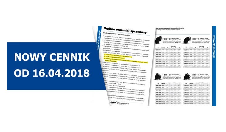 Nowy cennik Alnor 2018