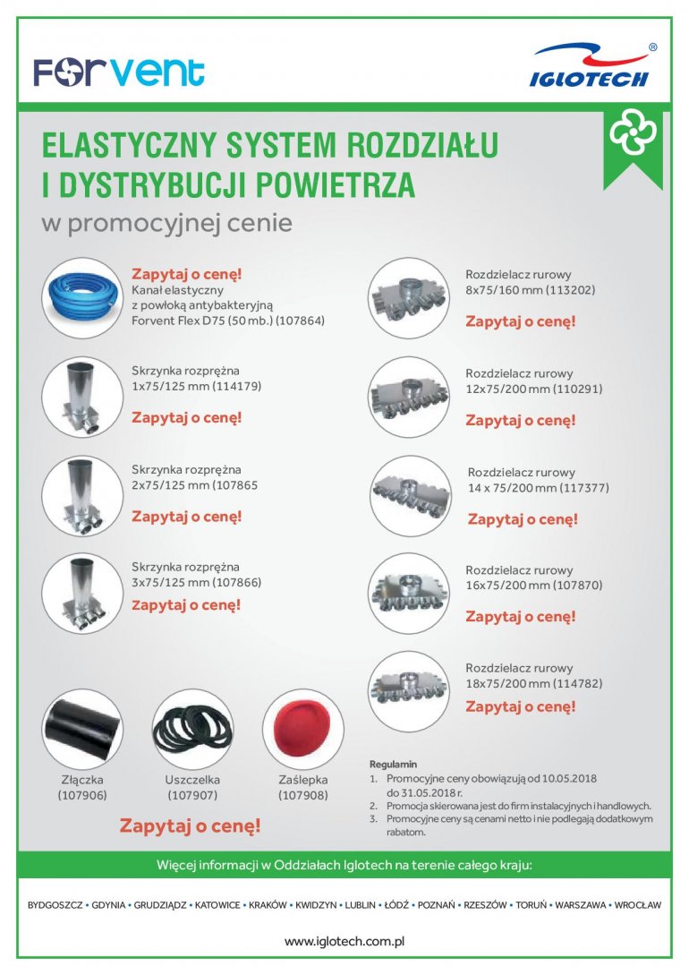 Elastyczny system rodziału i dystrybucji powietrza Forvent w promocyjnej cenie | Iglotech