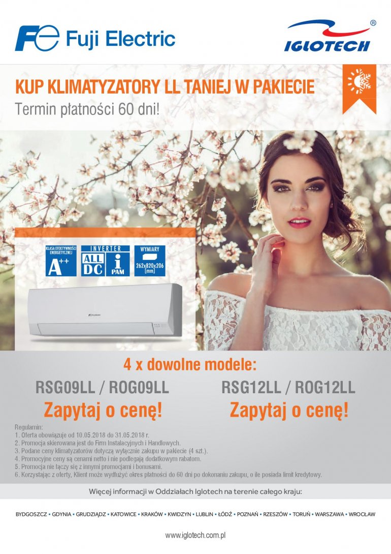 Klimatyzatory Fuji Electric LL dużo taniej w pakiecie! | Iglotech