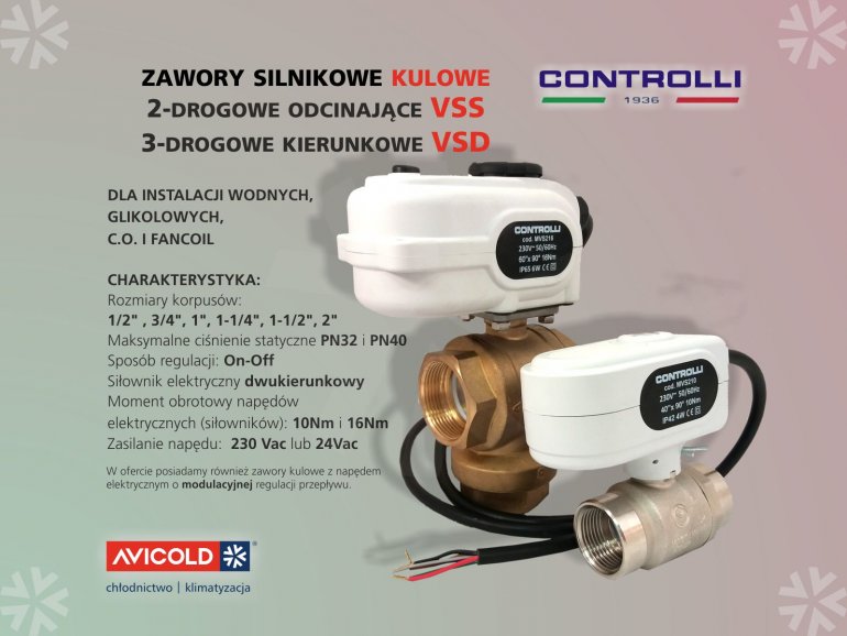 Zawory kulowe z napędem elektrycznym Controlli w ofercie Avicold