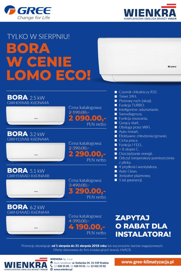 BORA w cenie LOMO - tylko w sierpniu | WIENKRA