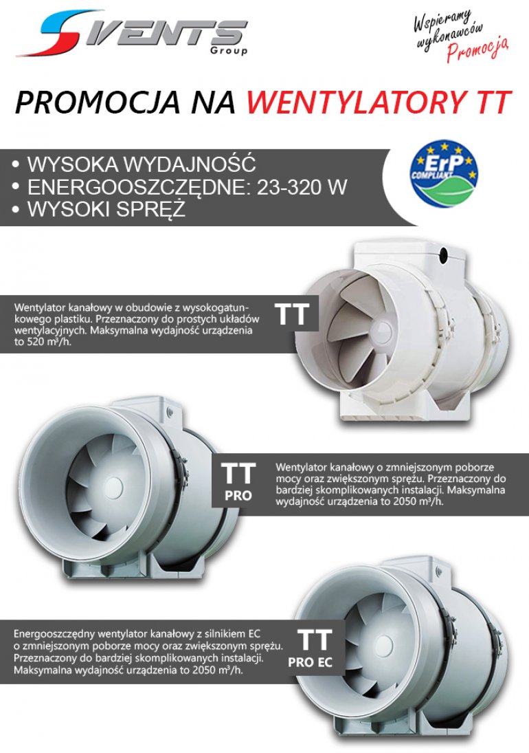 Wentylatory kanałowe TT w promocyjnych cenach