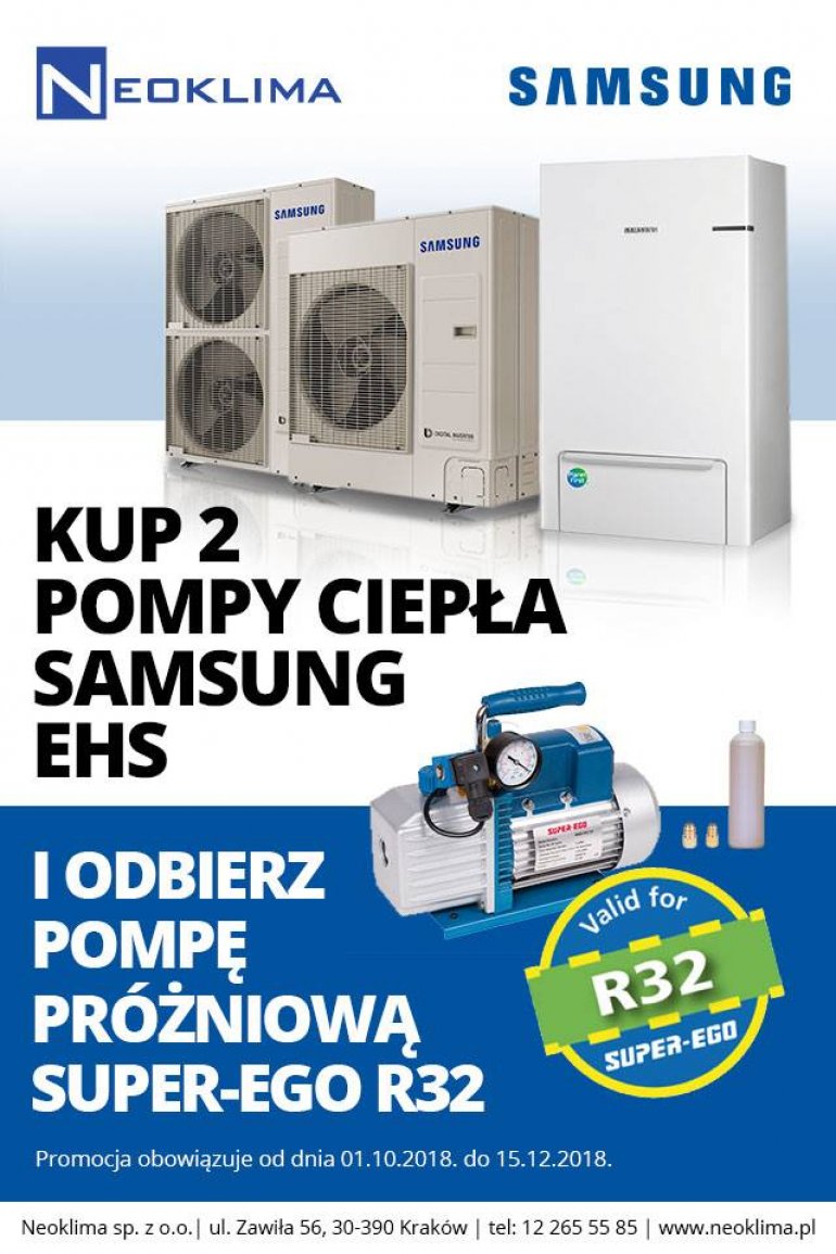 Kup 2 pompy Samsung EHS i odbierz pompę próżniową SUPER-EGO R32