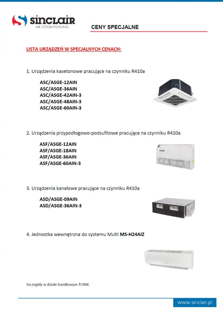 Promocja klimatyzatorów w Sinclair