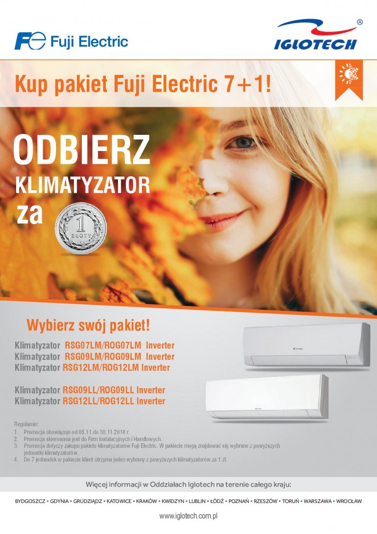Kup pakiet Fuji Electric 7+1. Obierz klimatyzator za 1 zł