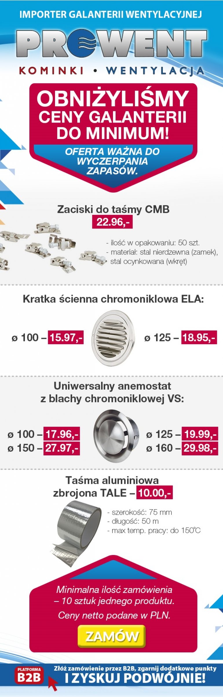 Prowent - ceny galanteri wentylacyjnej obniżone do minimum