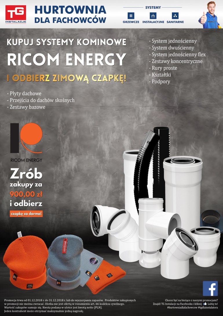 Kupuj systemy kominowe RICOM Energy i odbierz zimową czapkę