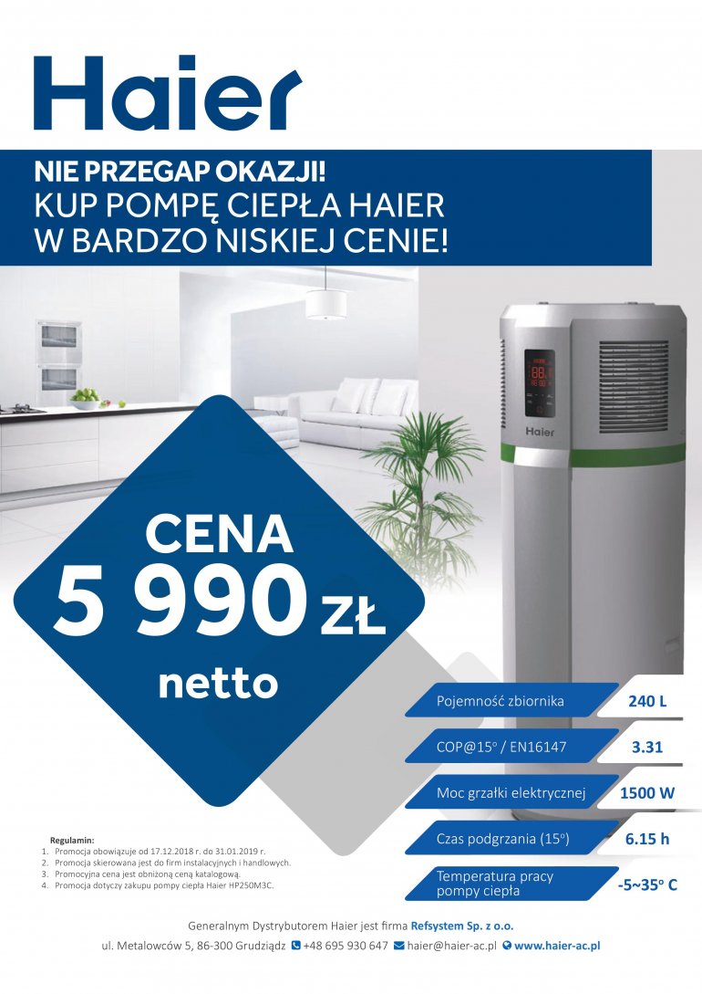 Nie przegap okazji kup pompę ciepła Haier w bardzo niskiej cenie