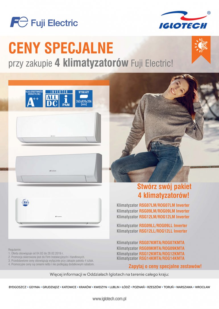 Ceny specjalne przy zakupie 4 klimatyzatorów Fuji Electric