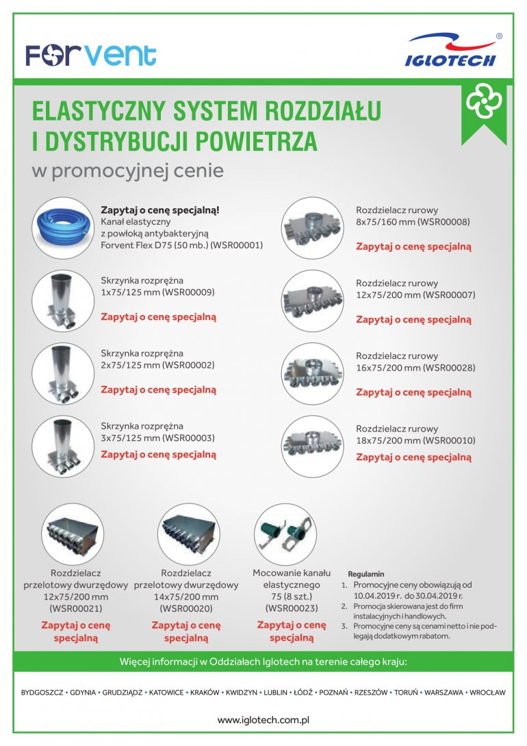 Elastyczny system rozdziału i dystrybucji powietrza w promocyjnej cenie | Iglotech