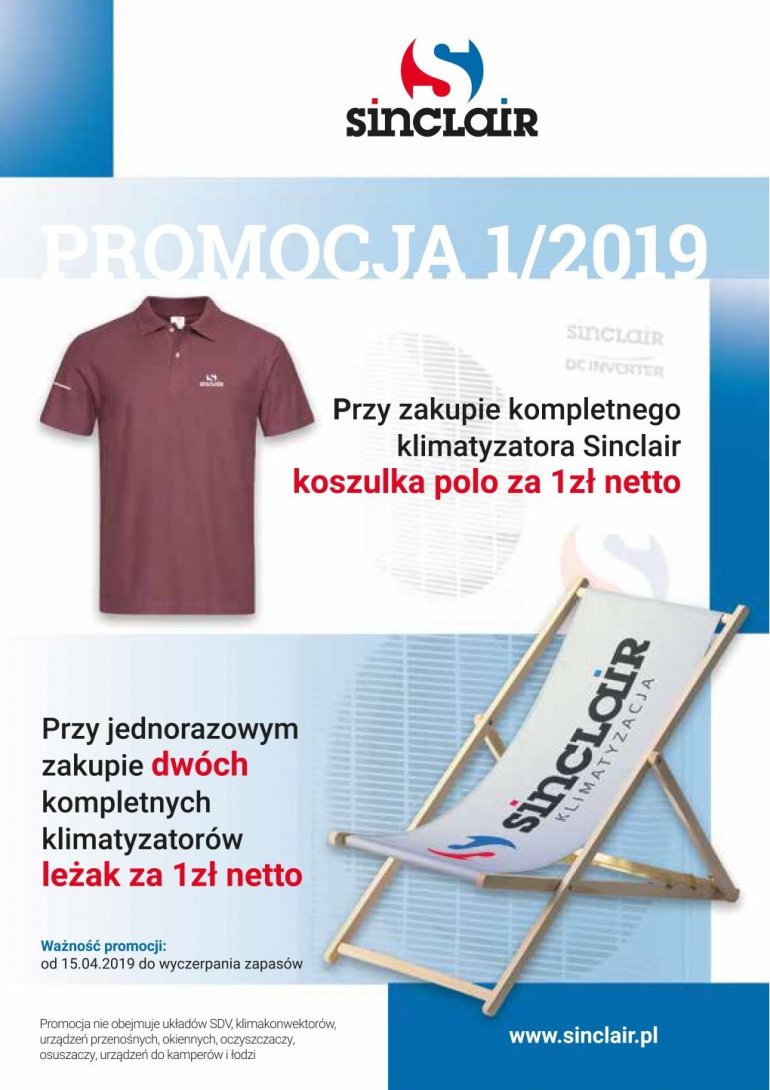 Sinclair promocja na klimatyzatory | odbierz polo za 1zł