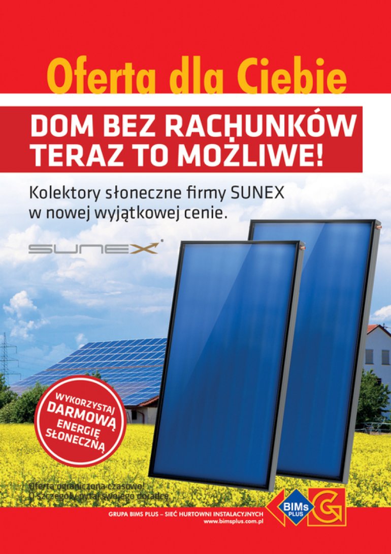 Skorzystaj z kolektorów solarnych SUNEX w wyjątkowej cenie