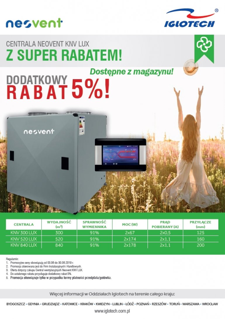Centrala Neovent KNV LUX z super rabatem! - czerwiec Iglotech